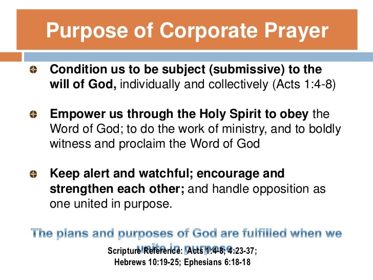 Principles of Corporate Prayer