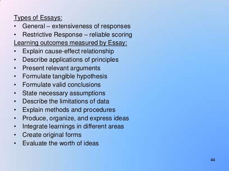 Educational Evaluation: ESSAY TEST