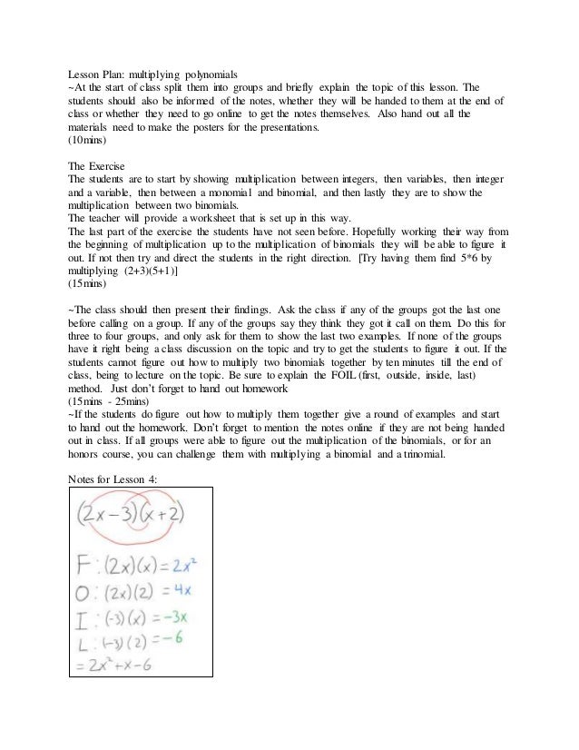 Polynomial Lesson Plan