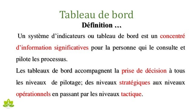 Les tableaux de bord & les indicateurs de performance