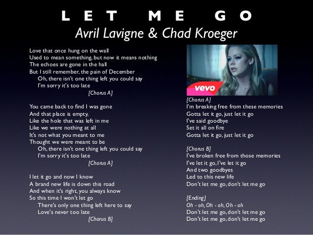 lyrics to avril lavigne let me go