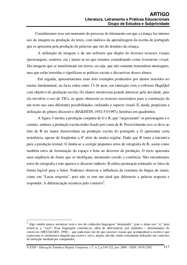 Artigo sobre letramento