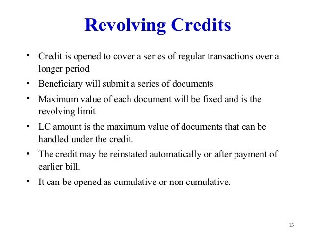 revolving documentary letter of credit