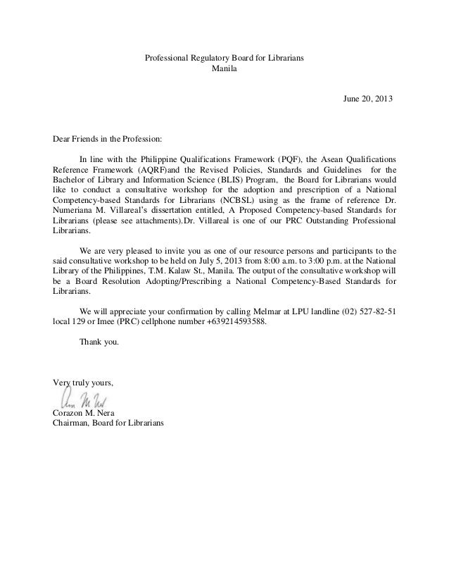 Professional Regulatory Board for LibrariansManilaJune 20, 2013Dear ... Professional Regulatory Board for LibrariansManilaJune 20, 2013Dear ...