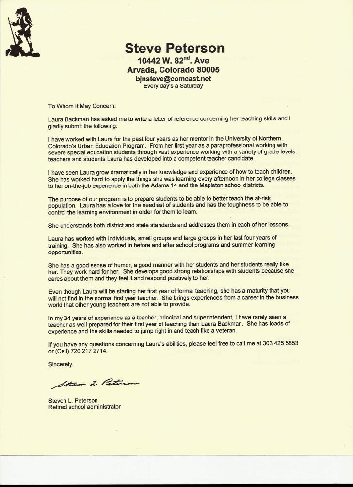 letter of recommendation from unc mentor steve peterson letter of recommendation from mentor