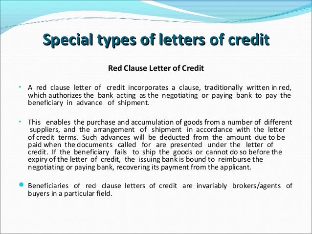 letters of credit letters of credit