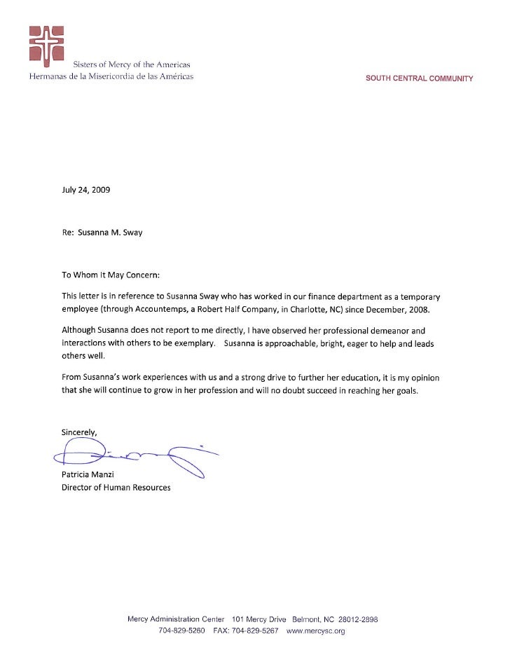 reference letter for new employee
