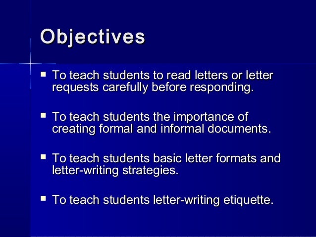 How to write objectives for a presentation