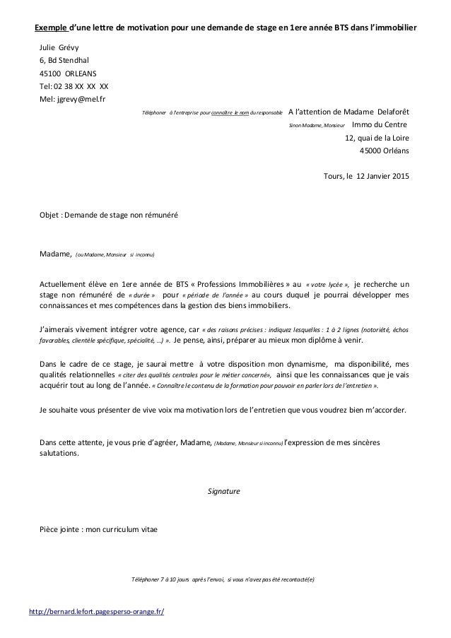 Lettre demotivationdemandedestage