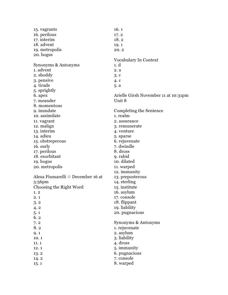 Sadlier Oxford Vocabulary Workshop Level F Answers DriverLayer Search