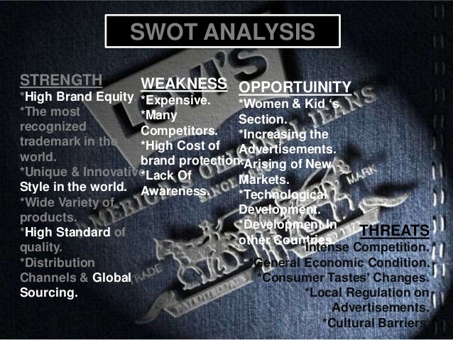 swot analysis of levis strauss Swot analysis of levis strauss company: (mbaskoolcom, nd) swot analysis strengths 1 the marketing of the products encompass popular retro songs in its tv ad. swot analysis of levis strauss Swot analysis of levis strauss company: (mbaskoolcom, nd) swot analysis strengths 1 the marketing of the products encompass popular retro songs in its tv ad.