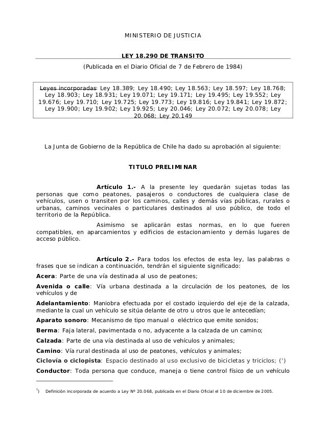 LEY 18290 LEY DE ley 18290 ley de:
