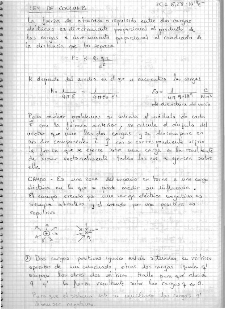 Ley de coulomb. ejercicios resueltos