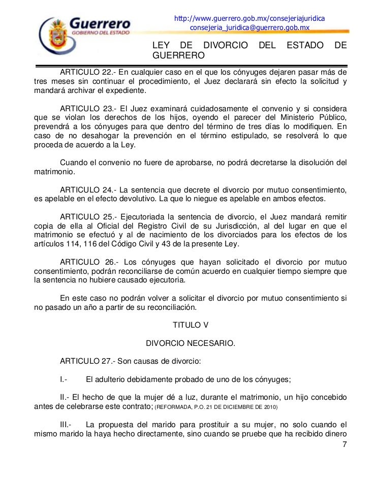 Ley divorcio del Estado de Guerrero Ley divorcio del Estado de Guerrero