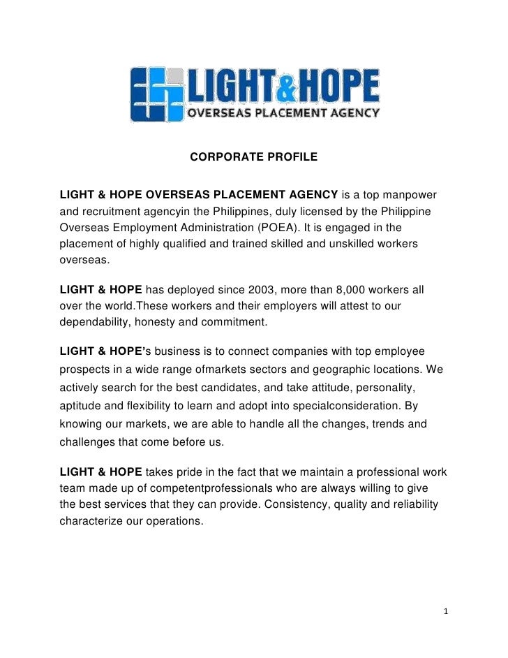 construction company profile sample format