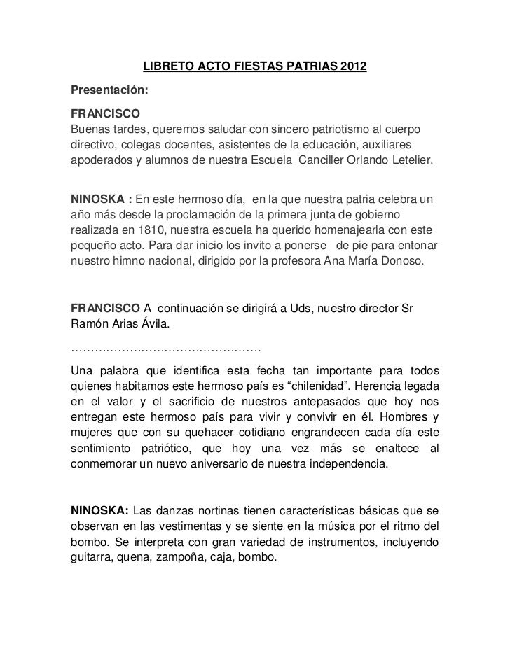 Libreto acto fiestas patrias 2012 Libreto acto fiestas patrias 2012