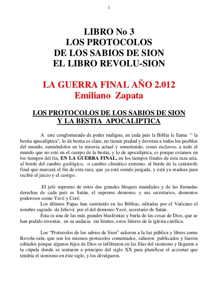 1                      LIBRO No 3                  LOS PROTOCOLOS                DE LOS SABIOS DE SION                EL L...