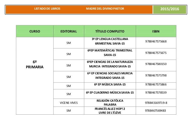 Libros De Texto Curso 2015