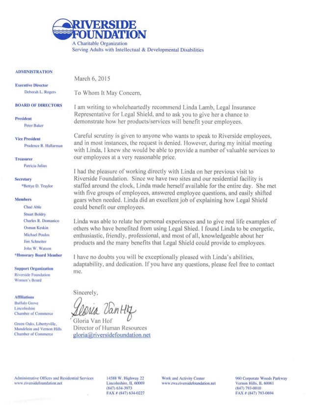 letter of recommendation from riverside foundation letter of recommendation for school board member