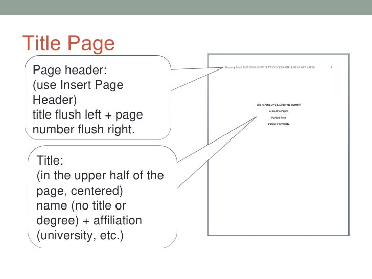 Apa citation format cover page