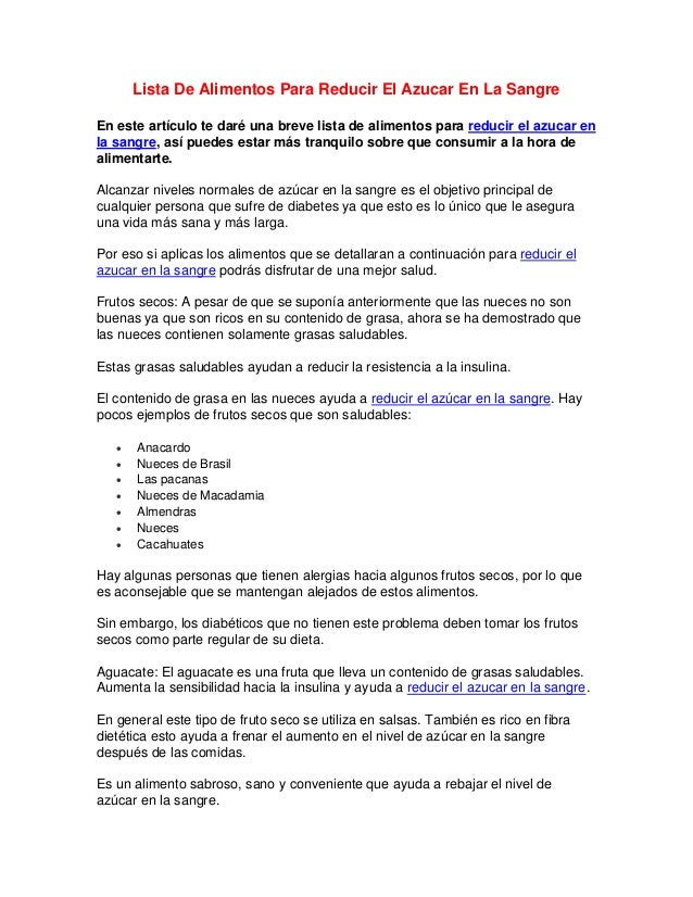Lista De Alimentos Para Reducir El Azucar En La Sangre Lista De Alimentos Para Reducir El Azucar En La Sangre