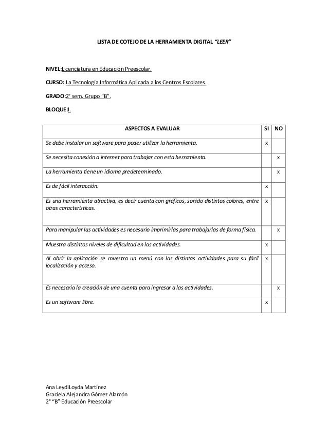Lista De Cotejo Ejemplo Pre Escolar Lista De Cotejo Ejemplo Pre Escolar