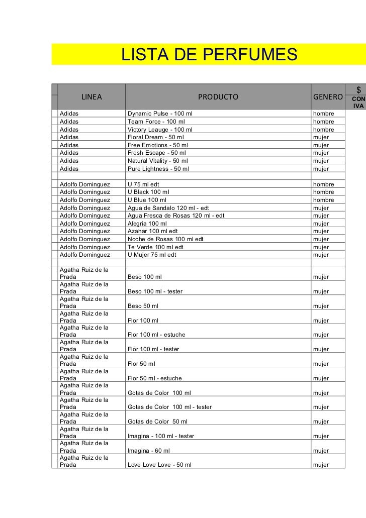 LISTA DE PERFUME lista de perfume: