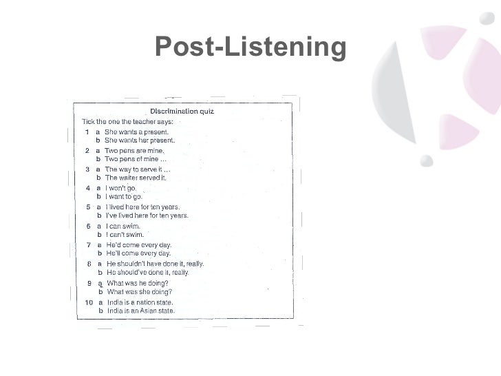 Listening Pre Listening & Post Listening