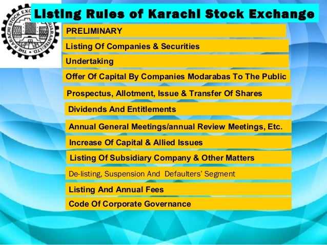 islamabad stock exchange listing regulations