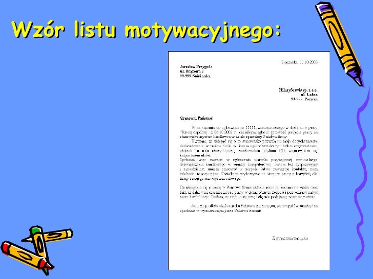 List motywacyjny prezentacja