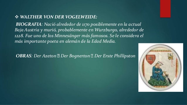 Walther von der Vogelweide y la forma minnesang Walther von der Vogelweide y la forma minnesang