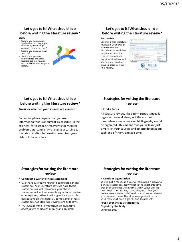 How to write a scientific literature review paper