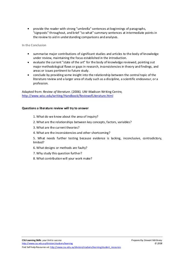 How to write a literature review