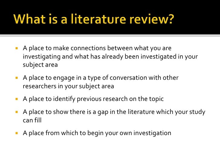 Help Writing A Literature Review