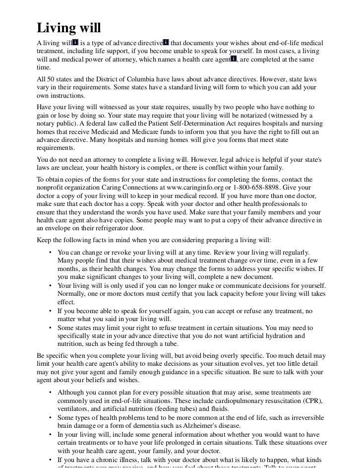 Living Will An Advance Directive Or Durable Power Of Attorney Healthc Free Living Will Template California