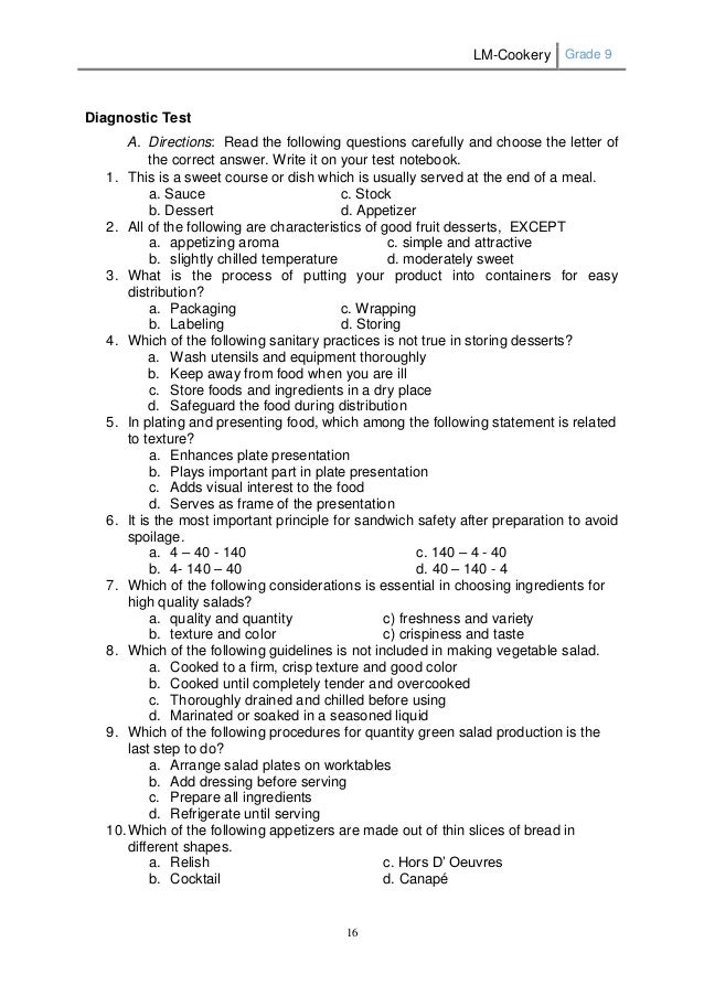 food safety test questions