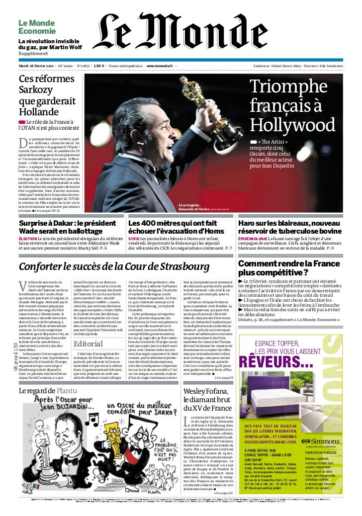 journal le monde du 2822012
