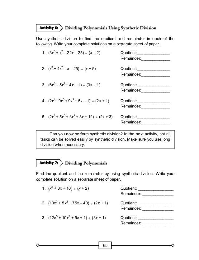 Printables Synthetic Division Worksheet synthetic division worksheet pichaglobal dividing polynomials using answers