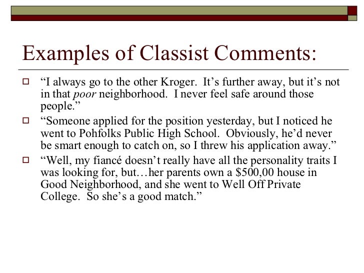 Classism Essay