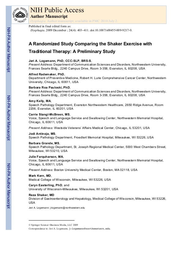 Comparison of Shaker exercise with traditional therapy