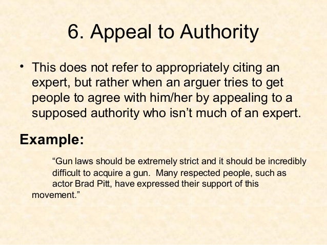 appeal to authority fallacy examples