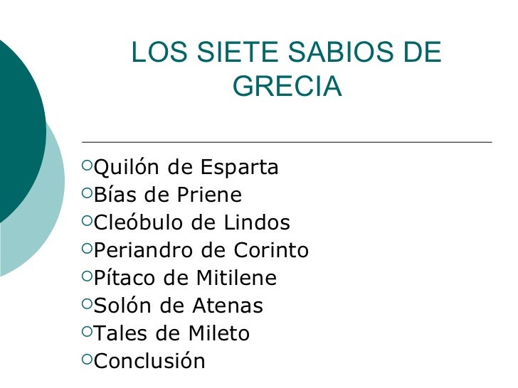 Los Siete Sabios De Grecia Los Siete Sabios De Grecia