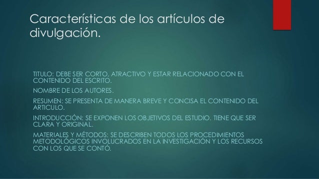 Los articulo de divulgación científica