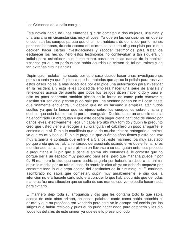 Los Crimenes De La Calle Morgue Resumen Personajes