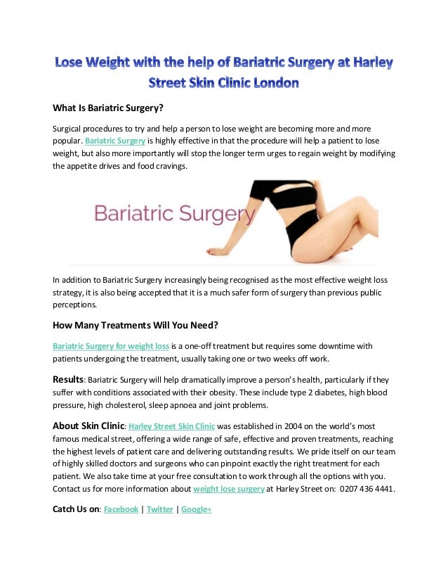 Lose Weight with the help of Bariatric Surgery at Harley