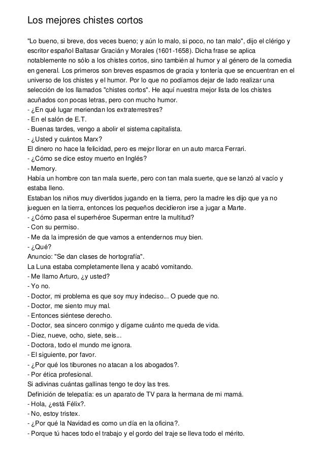 LOS MEJORES CHISTES CORTOS los mejores chistes cortos: