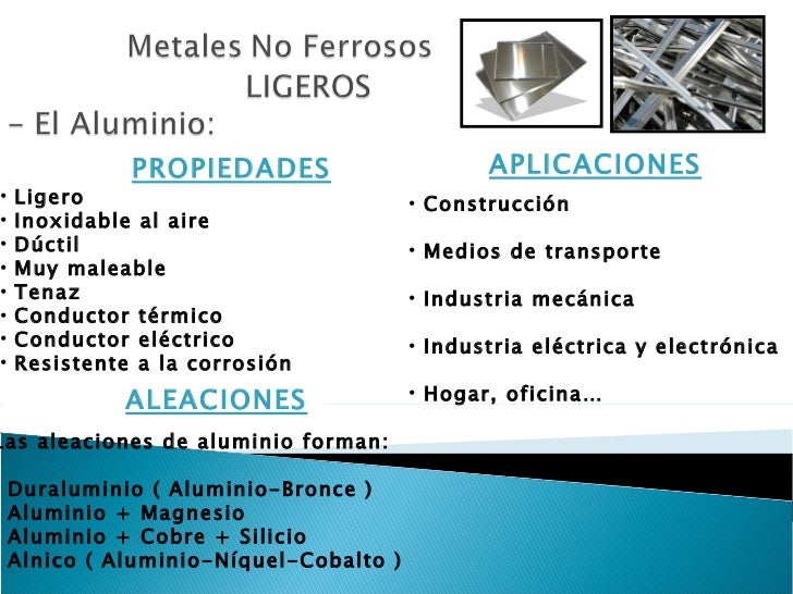 Los Metales No Ferrosos Los Metales No Ferrosos