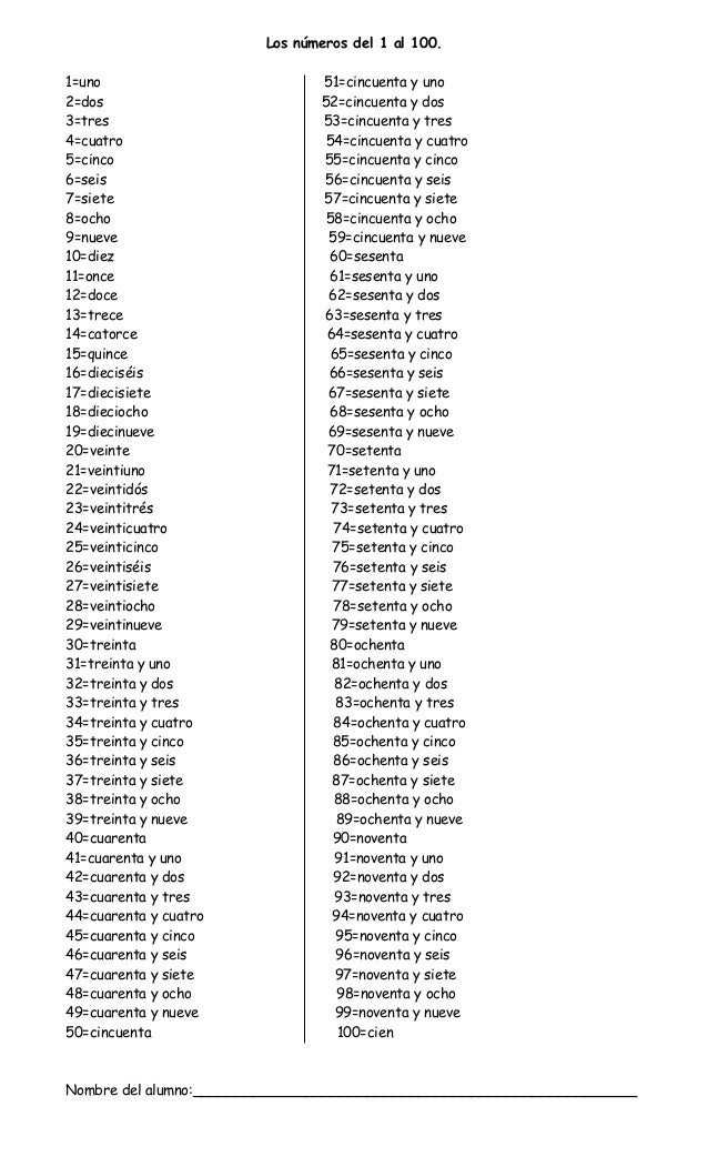 numeros en ingles del 1 al 1000
