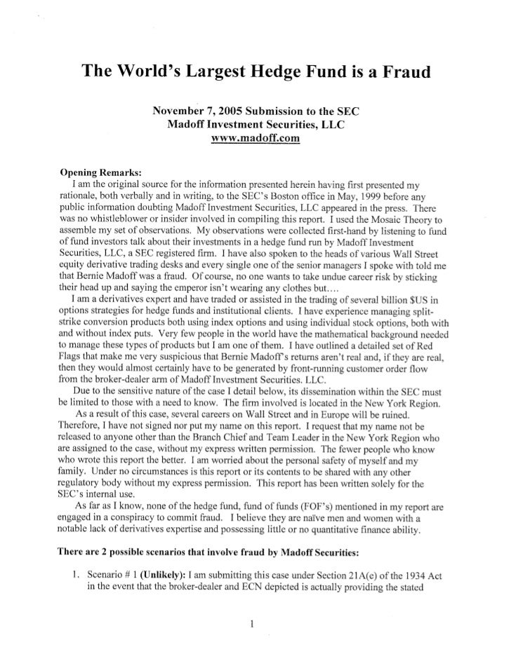 Markopolos Madoff Complaint