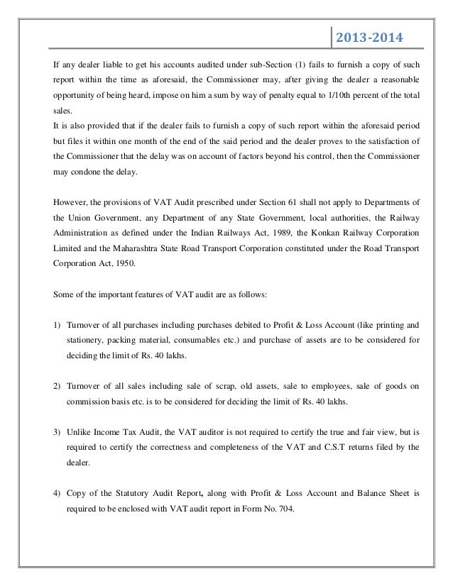 audit 704 form vat report